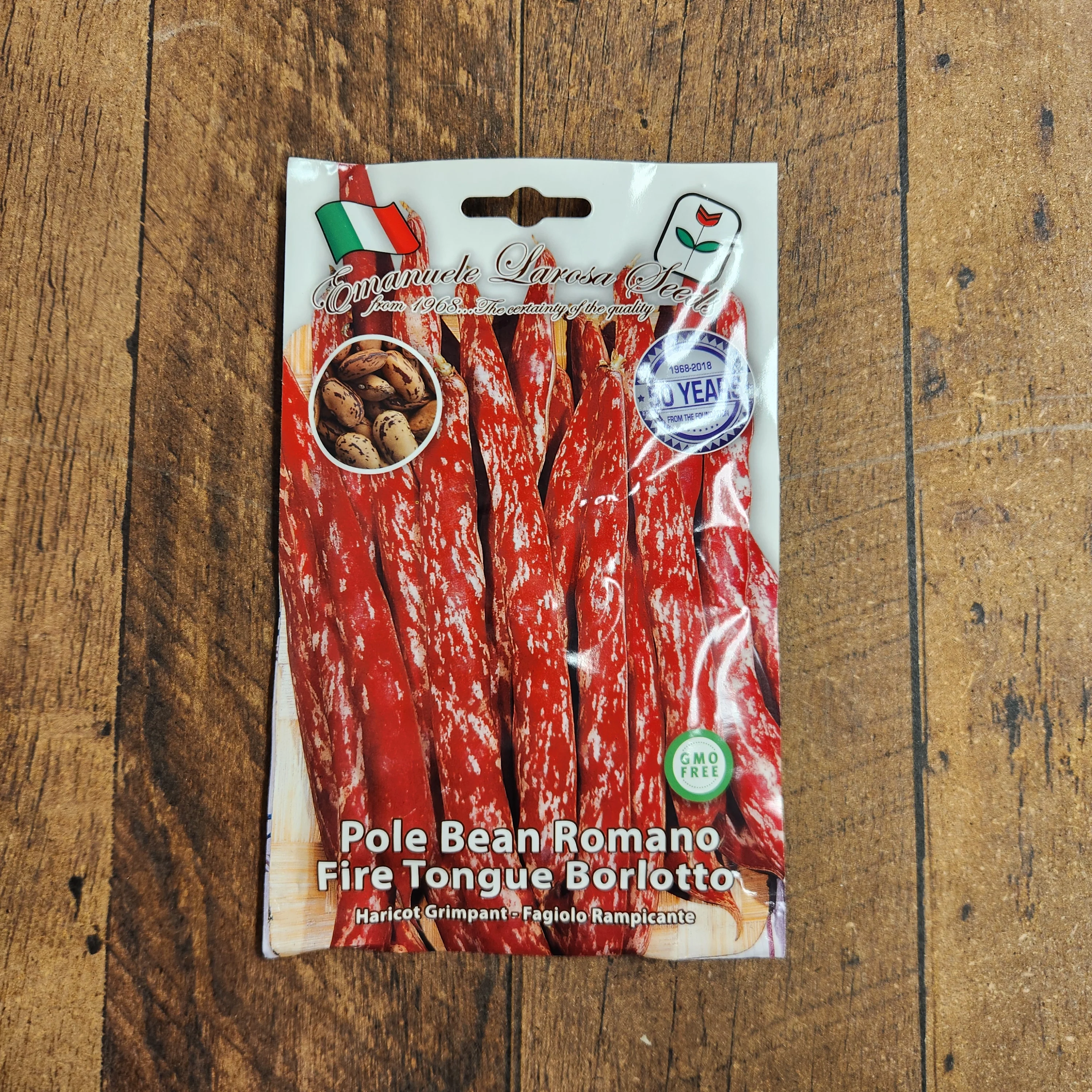 Haricot grimpant 'Romano Fire Tongue' Borlotto